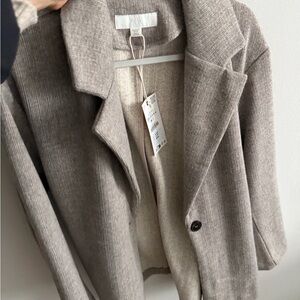 Zara Taupe Ribbed Blazer